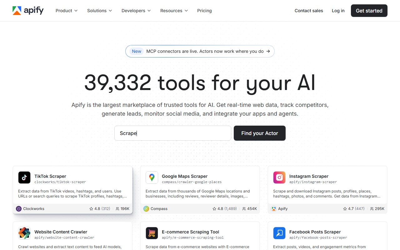 Apify homepage