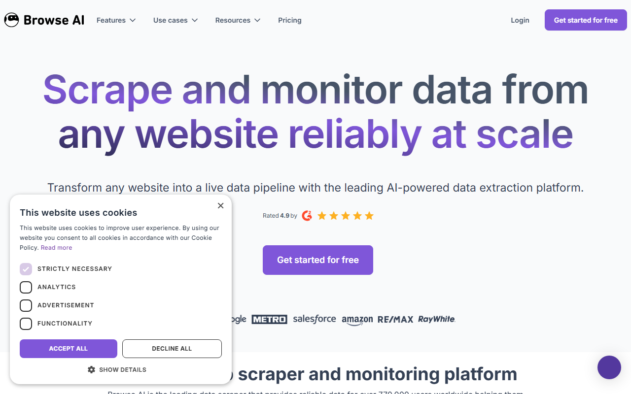Browse AI homepage