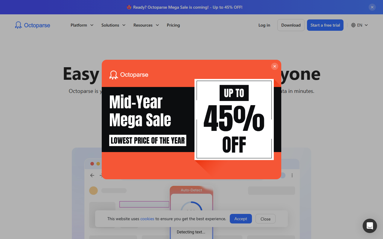 Octoparse homepage