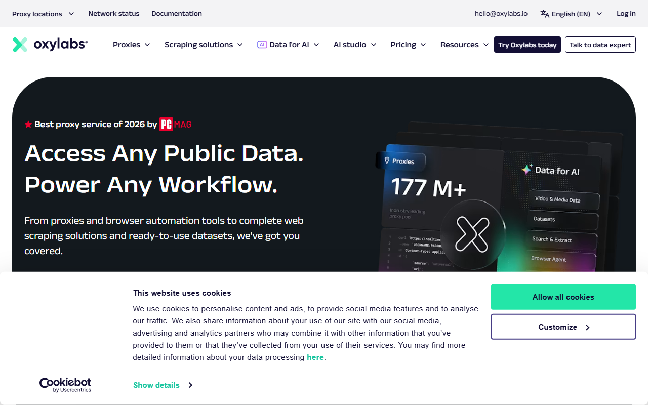 Oxylabs homepage