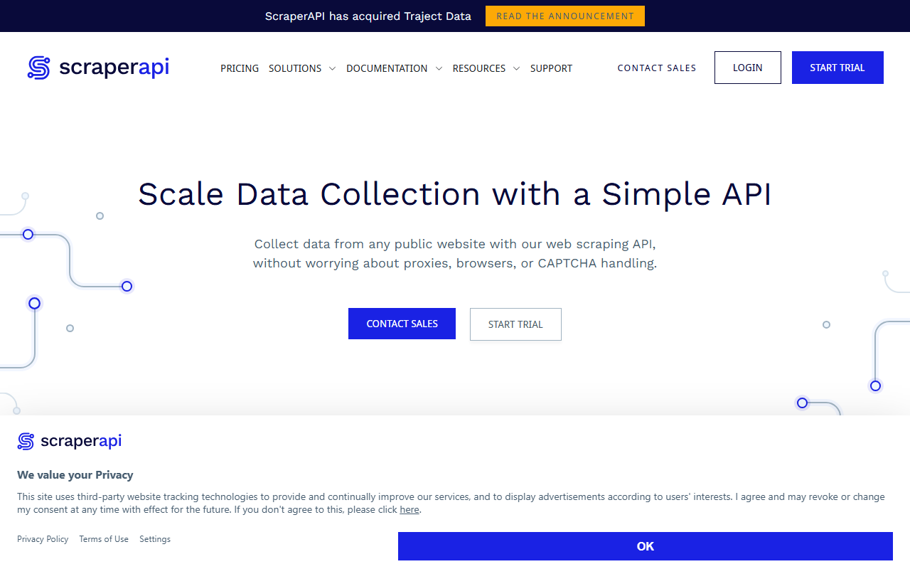 ScraperAPI homepage