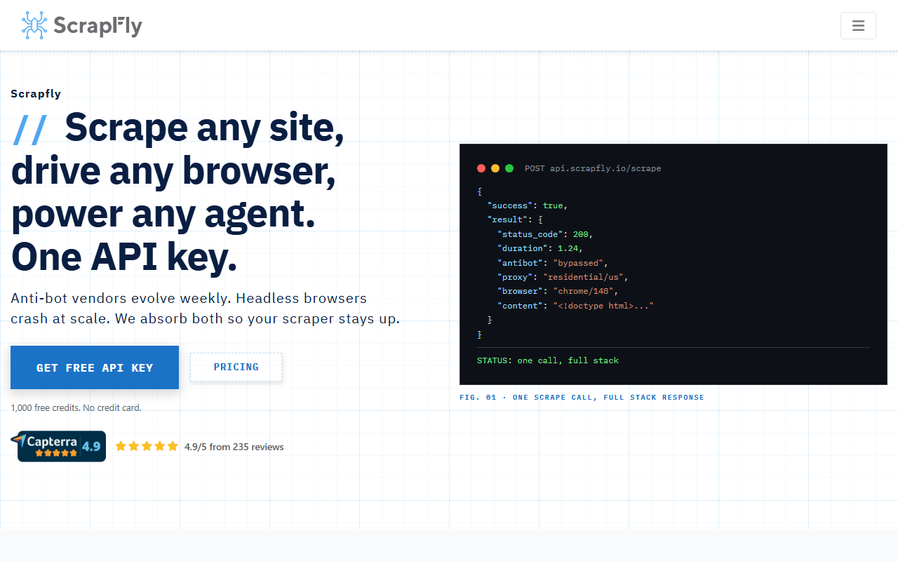 Scrapfly homepage