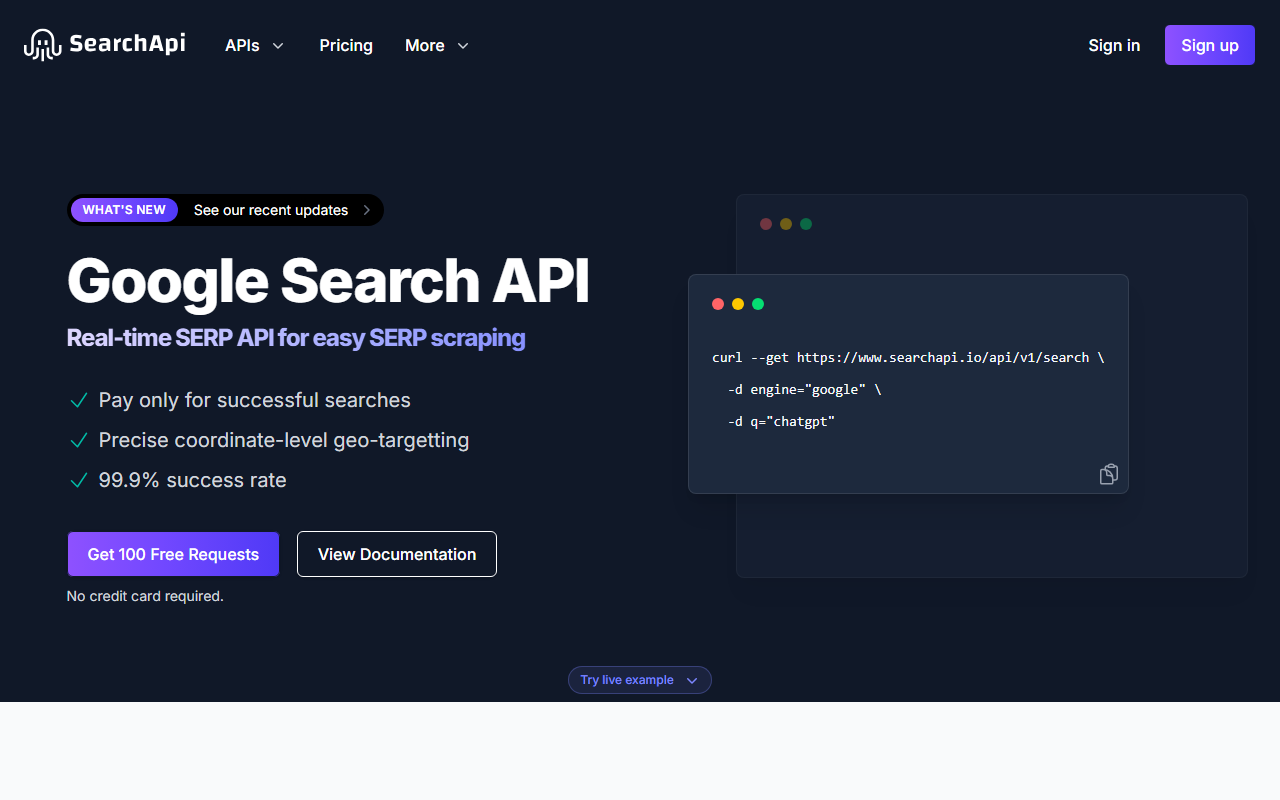 SearchApi homepage