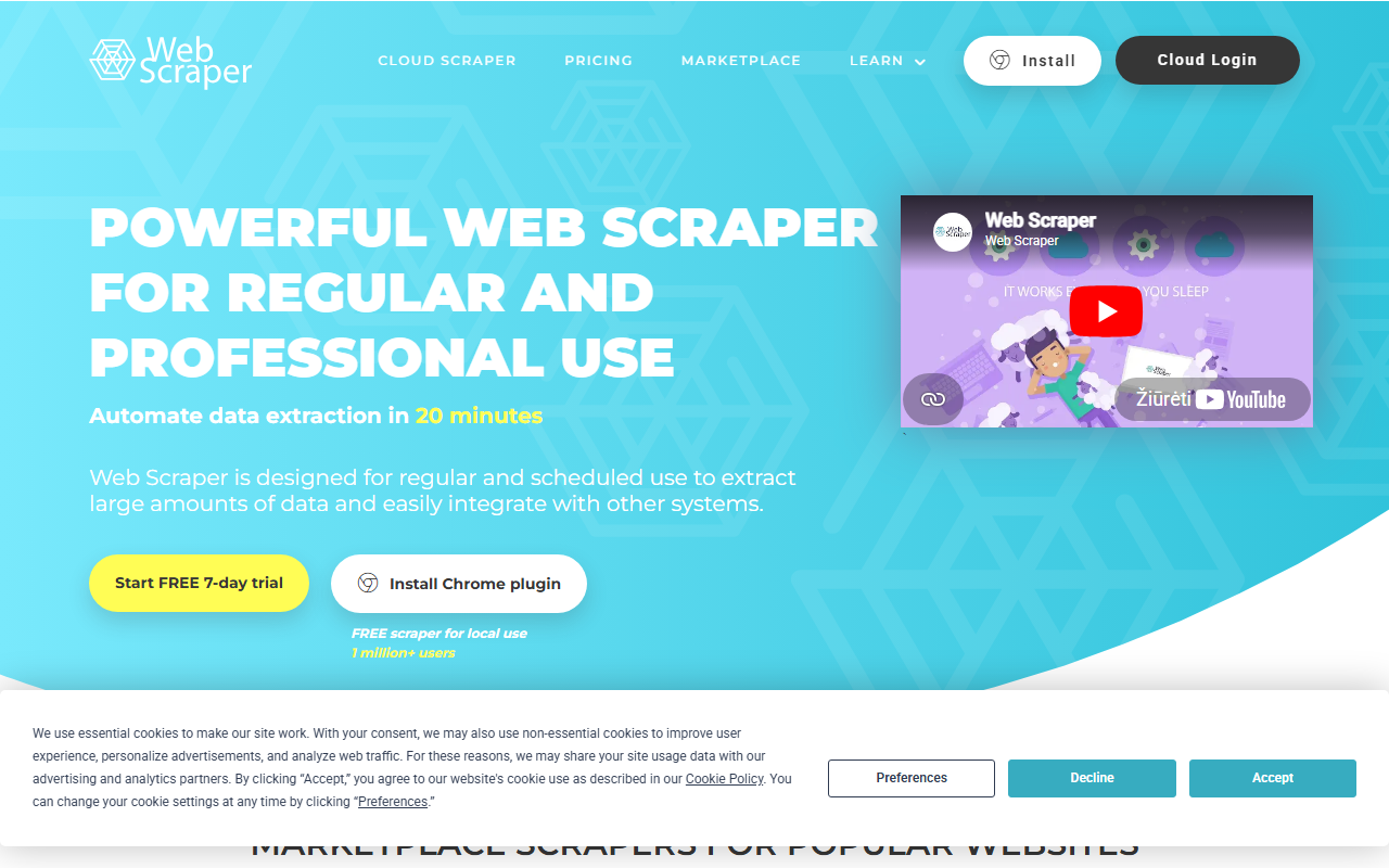 Web Scraper (webscraper.io) homepage