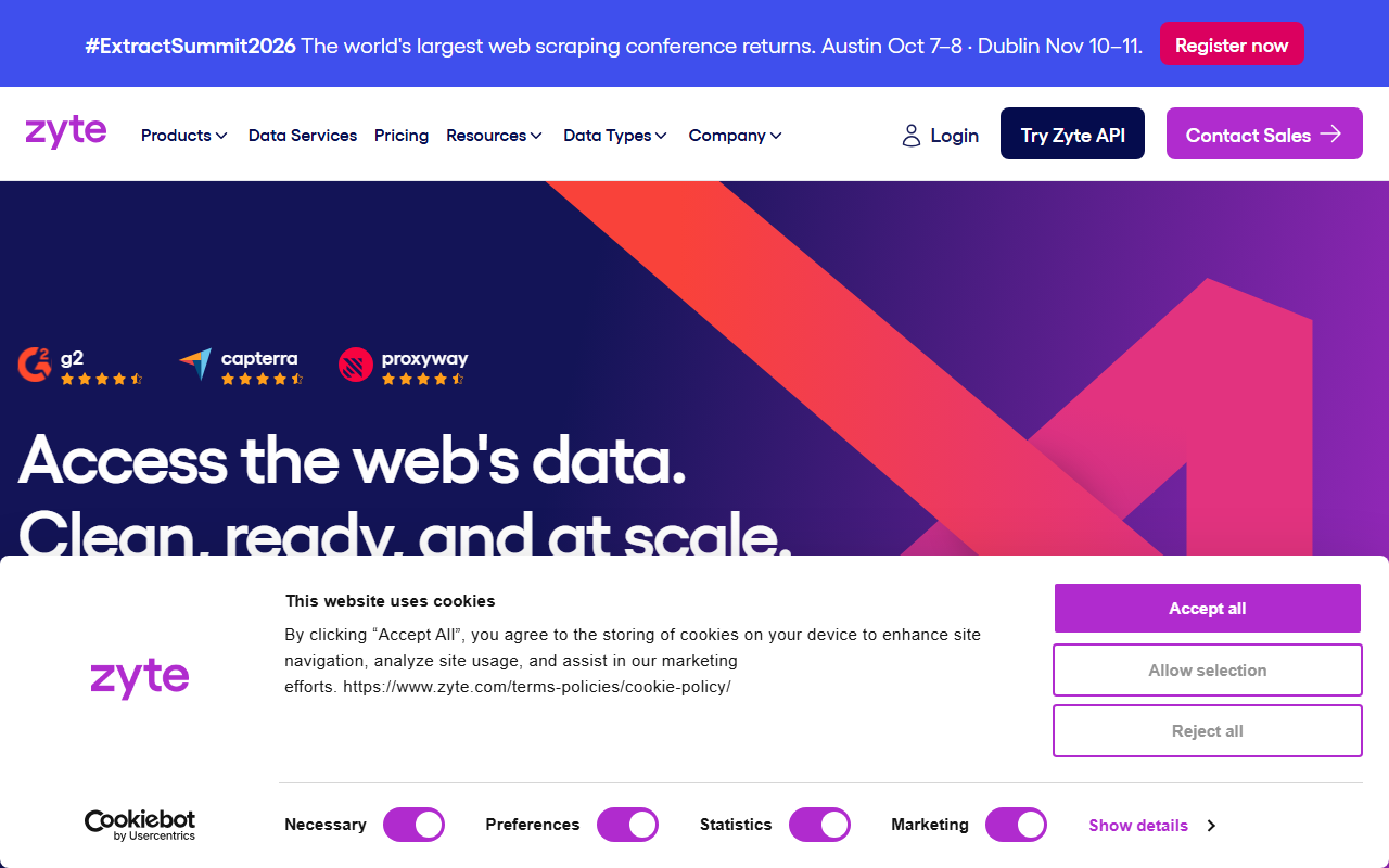 Zyte homepage